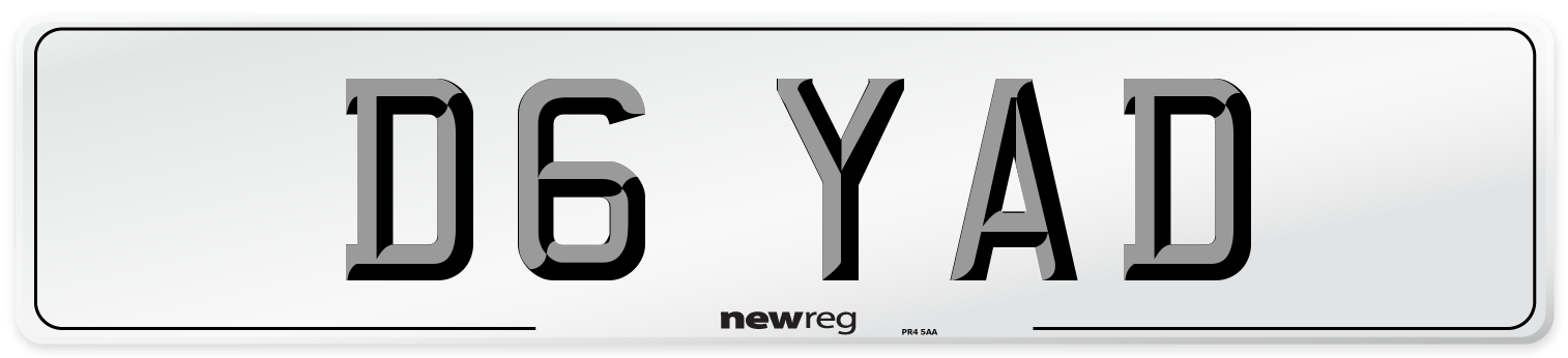D6 YAD Number Plate from New Reg